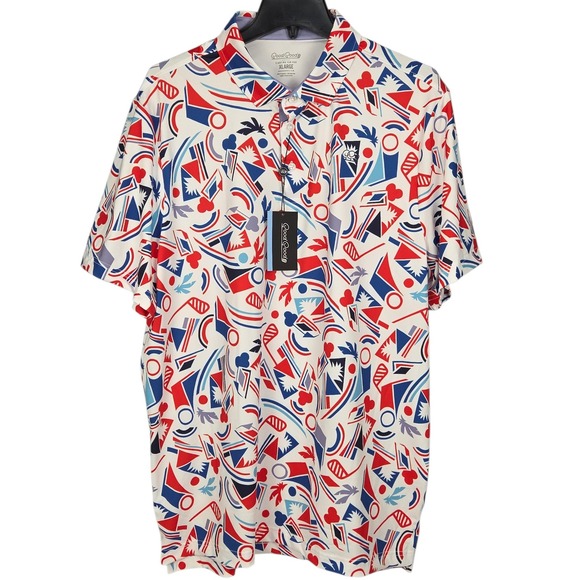 Good Good Golf Polo Mens XL Red White Blue Performance Shirt "Proud & True" NWT - Picture 2 of 11